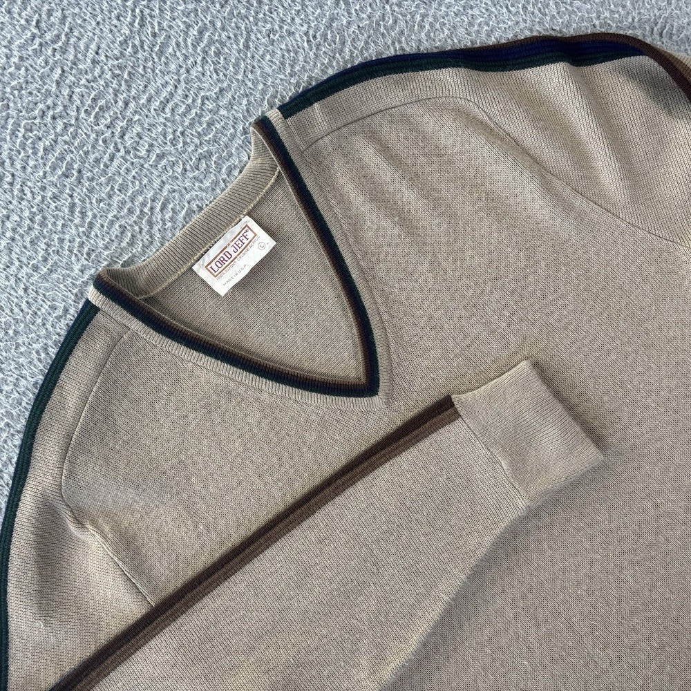 Vintage Lord Jeff Sweater Mens Large Grandpa‎ Grunge Brown Blue Green Striped